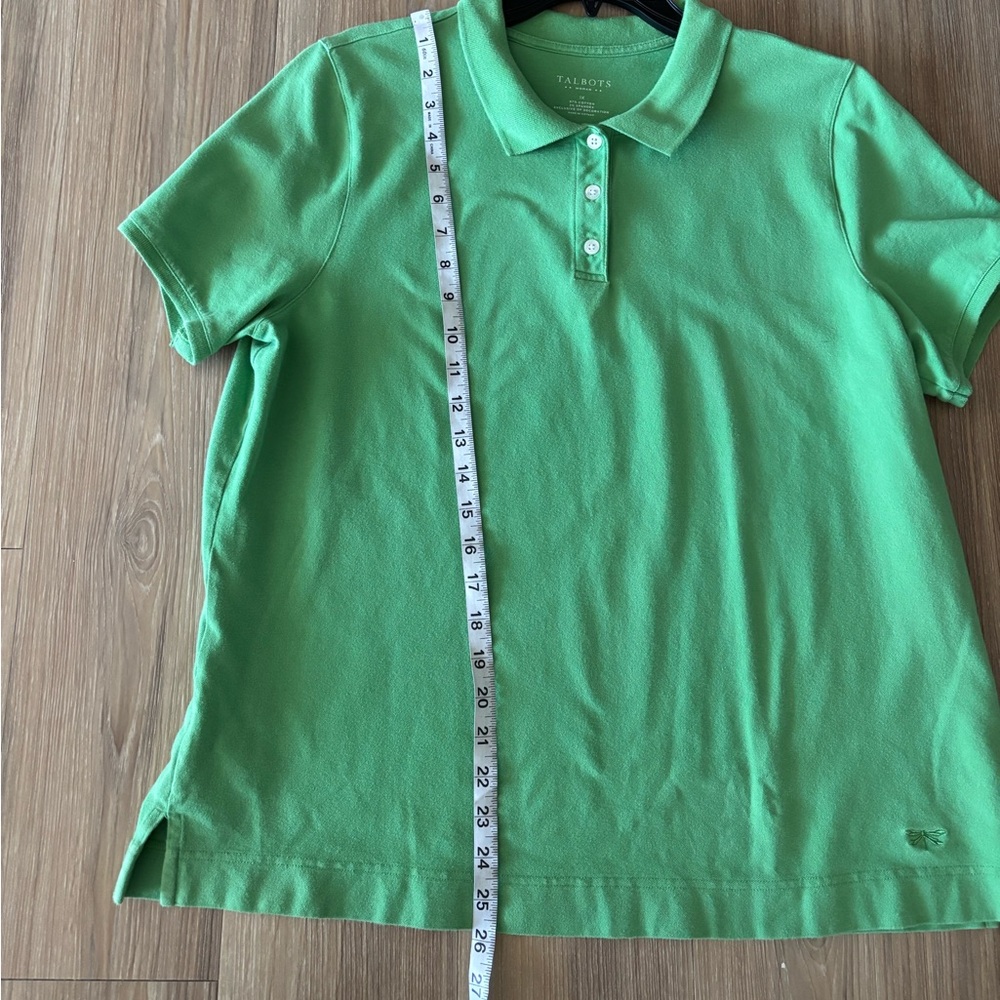 Talbots Polo Shirt Green Cotton Stretch Short Sleeve Womens 1X Preppy Golf - Picture 6 of 8
